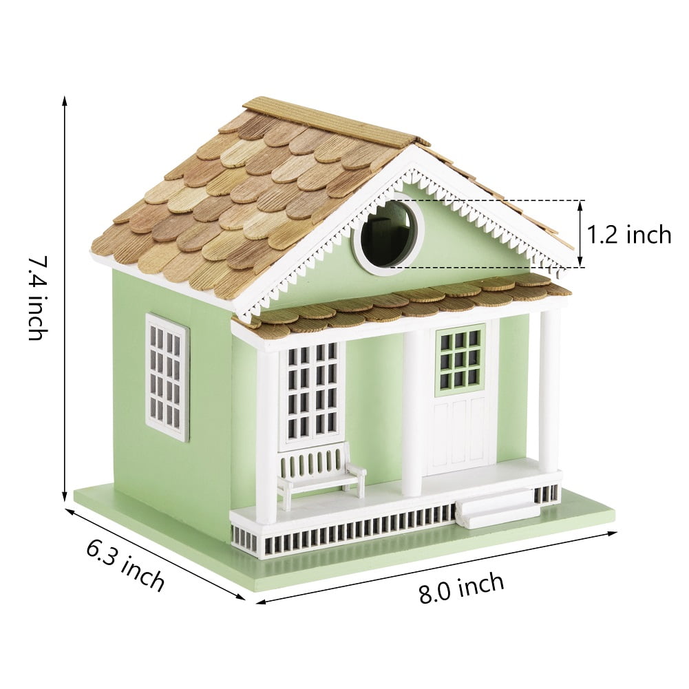 Modern Home Outdoor Handmade Wooden Birdhouse -  Garden or Backyard Décor for Wild Birds (Green Lake House)