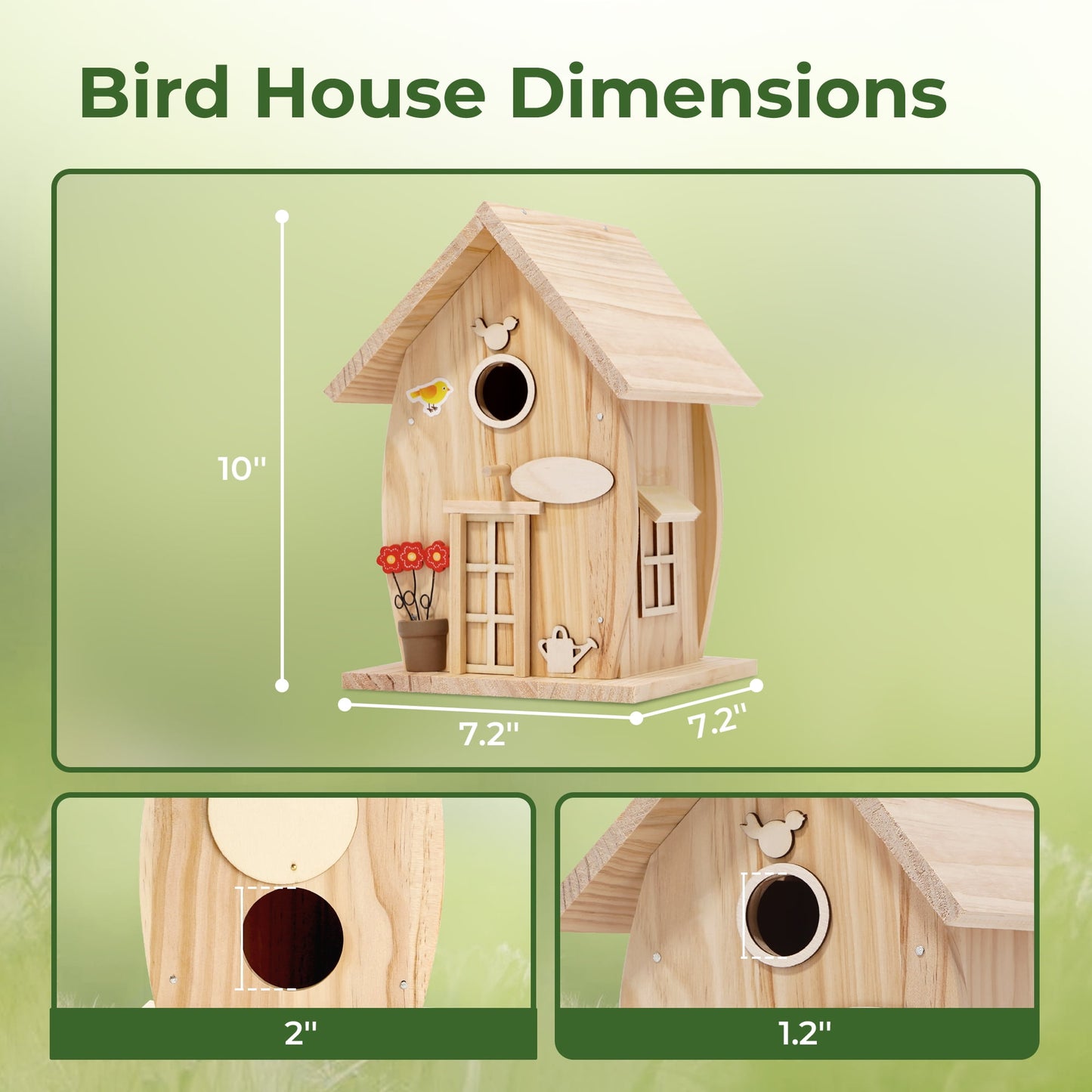 Nesto Wooden DIY Bird House Kit for Kids Audlts to Build, Outdoor Woodworking Crafts Freestyle Painting, Hanging Birdhouse for Garden Yard Decor Gifts
