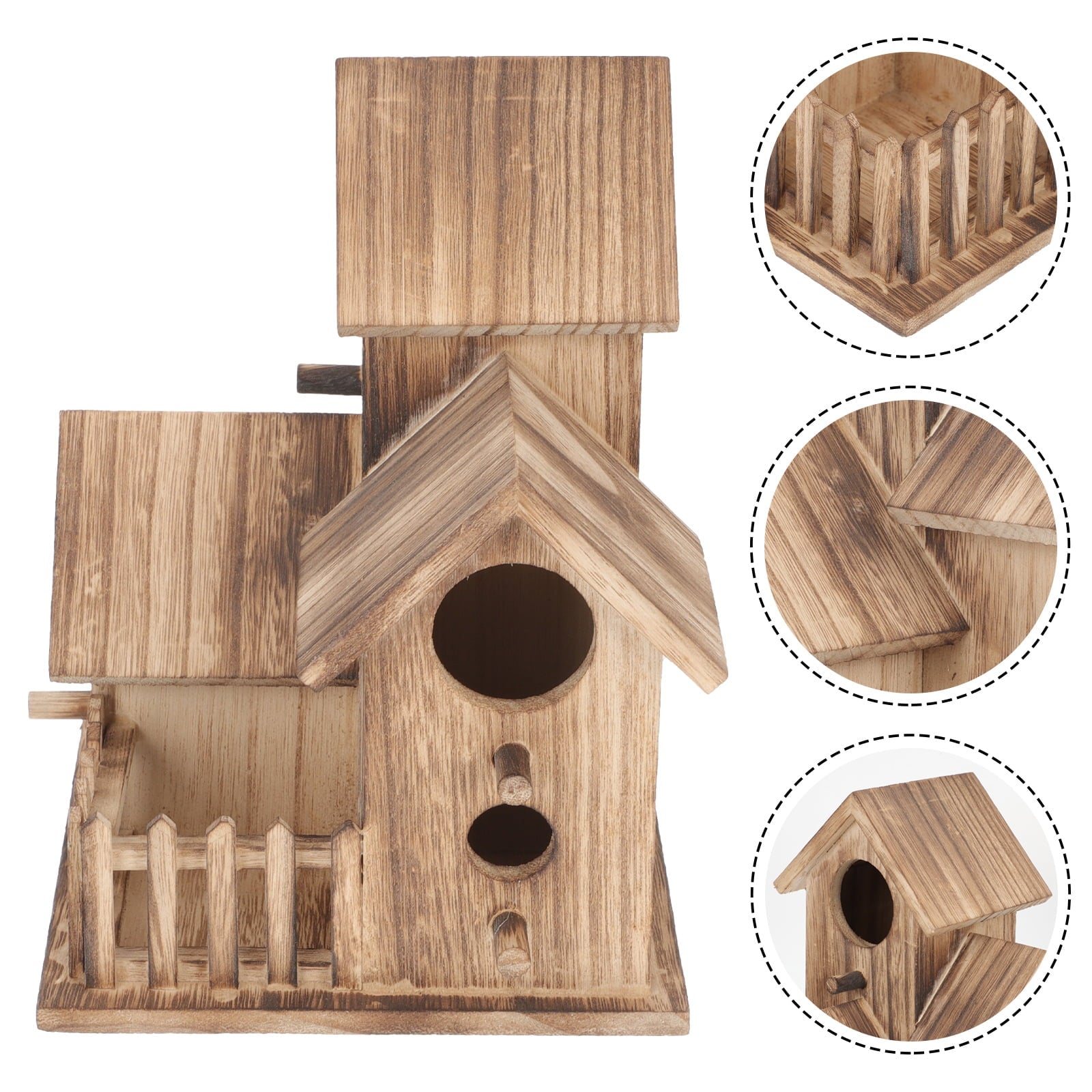 Free Standing Bird Feeder,Cockatiel Nesting House Outdoor Bird House Outdoor Garden Bird House Wood Parakeet Nest